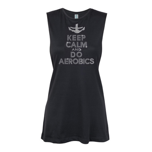Aerobics- Keep Calm  and  Do Aerobics Girl  Muscle Black, (Kids-2)