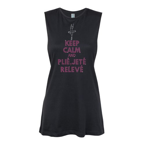 General - Keep Calm and Plie Jete Releve  Muscle Black, (Kids-2)