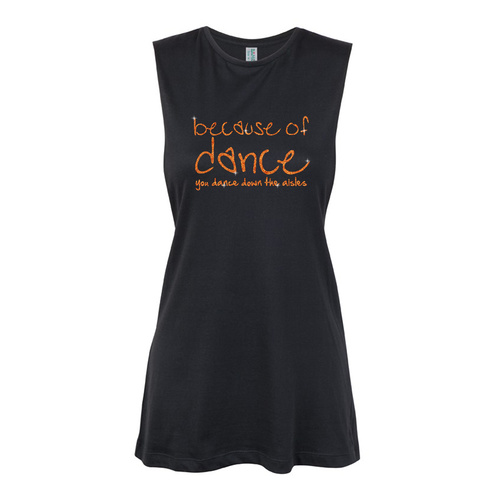 Glitter Dance- Because of dance you dance down aisles - Orange  Muscle Black, (Kids-2)
