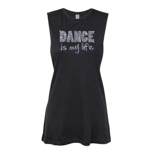 Glitter Dance- Dance is my life-Grey  Muscle Black, (Kids-2)