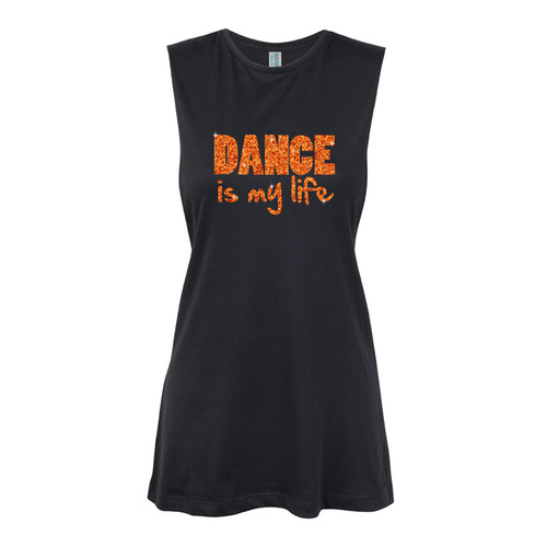 Glitter Dance- Dance is my life-Orange Muscle Black, (Kids-2)