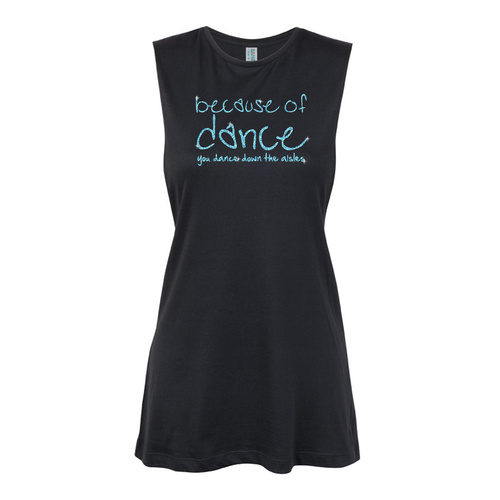 Glitter Dance- Because of dance you dance down aisles - Blue  Muscle Black, (Kids-2)