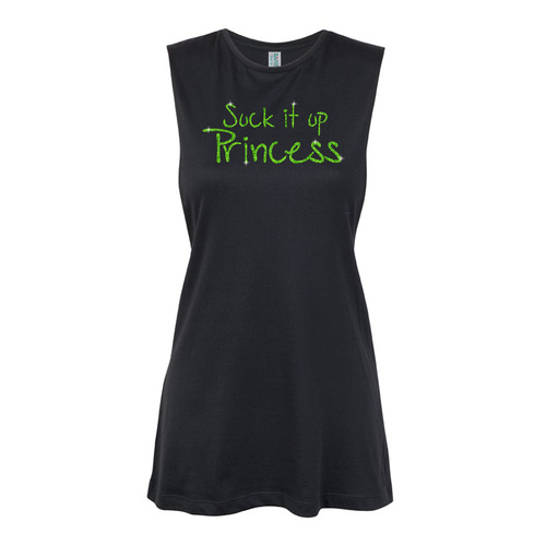 Glitter General - Suck it up princess - Green Muscle Black, (Kids-2)