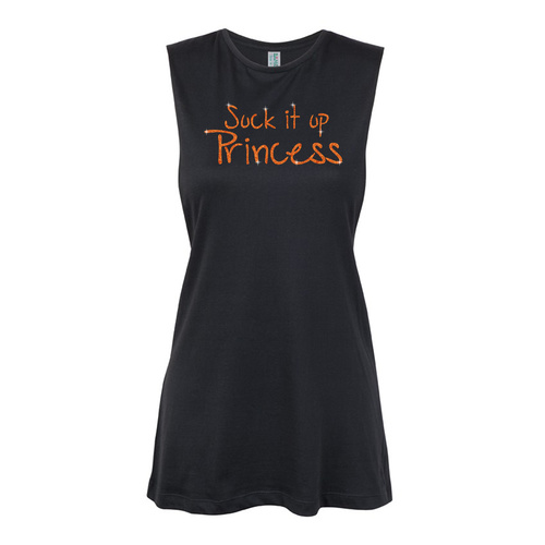 Glitter General - Suck it up princess - Orange Muscle Black, (Kids-2)