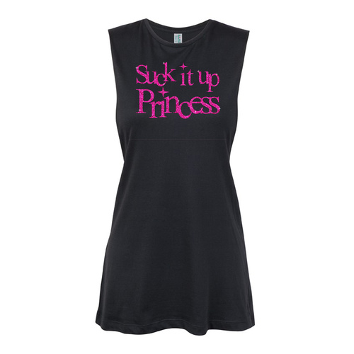 Glitter General - Suck it up princess - Text Pink Muscle Black, (Kids-2)