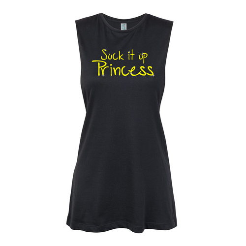 Glitter General - Suck it up princess - Yellow Muscle Black, (Kids-2)