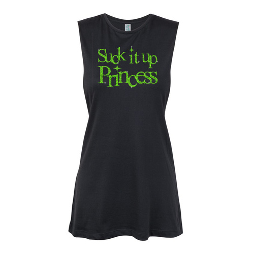 Glitter General - Suck it up princess - Text Green Muscle Black, (Kids-2)
