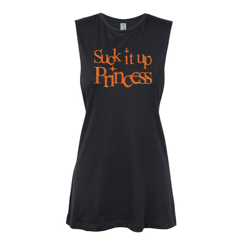 Glitter General - Suck it up princess - Text Orange Muscle Black, (Kids-2)