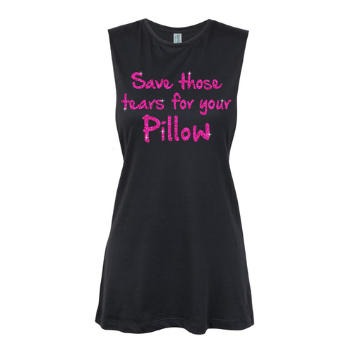 Glitter General- Save those tears for the pillow - Pink Muscle Black, (Kids-2)