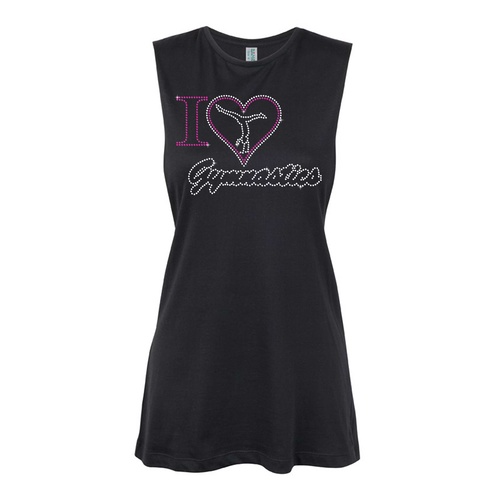 Gymnastic- I heart Gymnastics Muscle Black, (Kids-2)