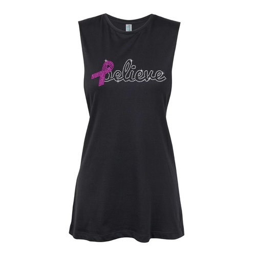 Inspirational-Ribbon BELIEVE Muscle Black, (Kids-2)
